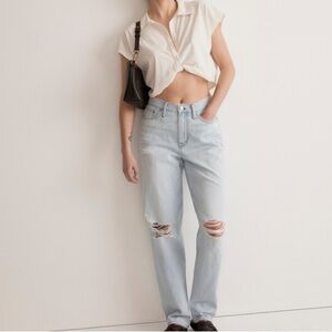 Madewell Light Blue Ripped Boyfriend Jeans
